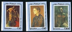 GHANA SCOTT# 1600-2 PICASSO PAINTING IMPERF SET MNH