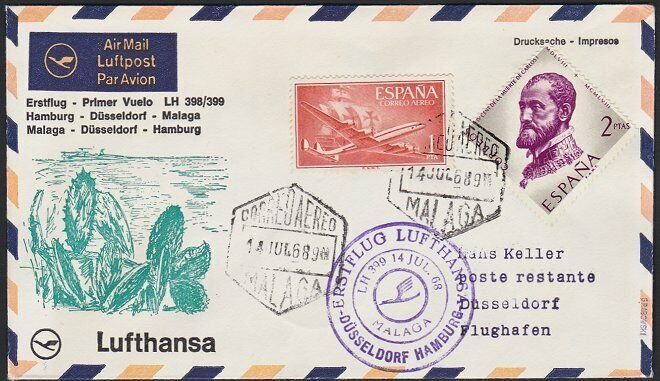 SPAIN 1968 Lufthansa first flight cover to Germany.........................H297