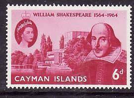 Cayman Is.-Sc#171- id7-unused hinge remnant Omnibus  set-Shakespeare-1964-