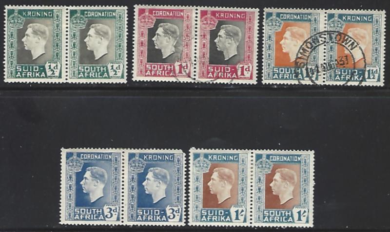 South Africa #74-78 Mint + Used Set of 4 Pairs cv $9.25