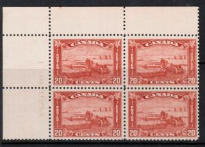 Canada #175 Very fine Never Hinged Plate #1 UL Albino Plate Block