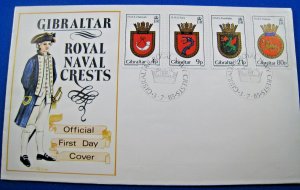 GIBRALTAR  -  1985  -  ROYAL NAVAL CRESTS FDC     (ggc53)