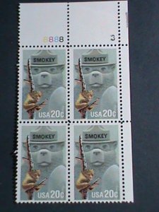​UNITED STATES -1984 SC#2096  SMOKEY BEAR -MNH PLATE  BLOCK OF 4 VF