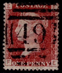 GB QV SG43, 1d rose-red PLATE 134, USED. FE