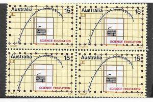Australia #604  15c Science Education Blk of 4  (U) CV $1.60