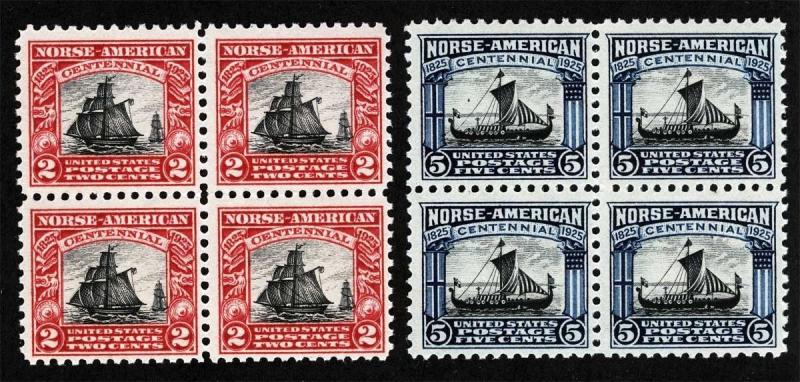 US Sc 620 621 Norse American NH Original Gum Blocks of 4 Set