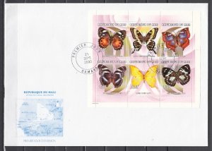 Mali, Scott cat. 1086. Butterfly sheet of 6. First day cover. ^