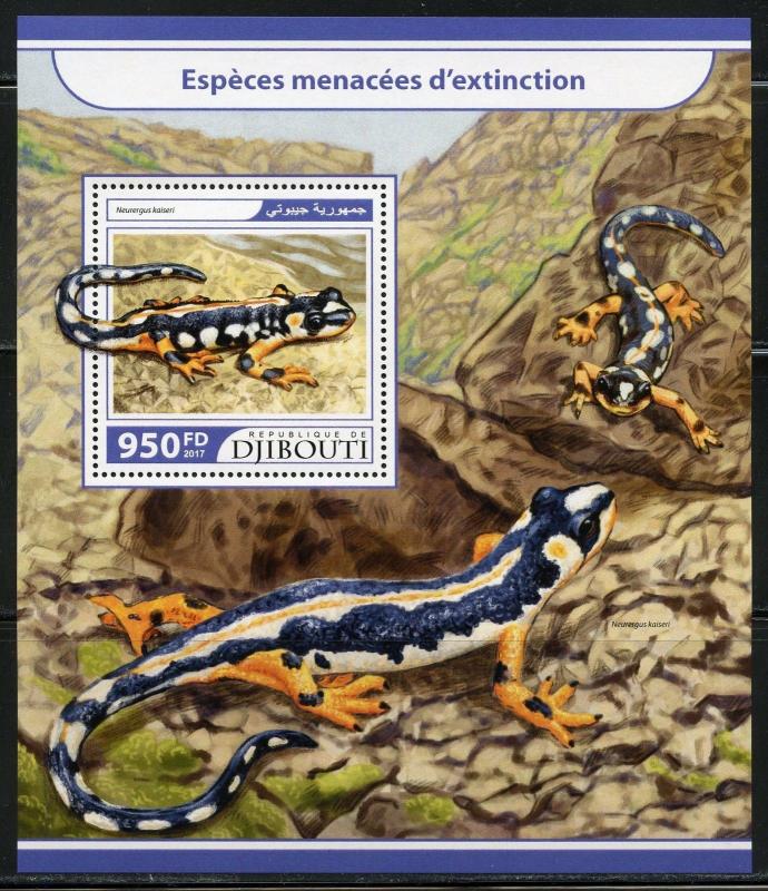 DJIBOUTI 2017 ENDANGERED LIZARDS  SOUVENIR SHEET MINT NH