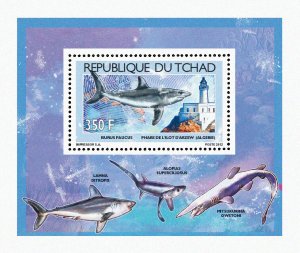 Chad 2012 Imperf. Sharks & Lighthouses Full No. 2539 A- 2542 A - BL. 423 - 426-