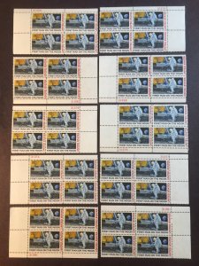 US, C76, FIRST MAN ON MOON 10 DIFFERENT # POSITIONS, AIRMAIL, MNH, PLATE BLOCKS