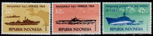 Indonesia 648-50 MNH Warships, Map, Indonesian Navy