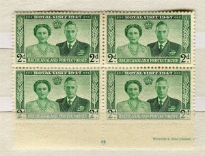 BECHUANALAND; 1947 early GVI Royal Visit issue MINT MHN Inscription BLOCK