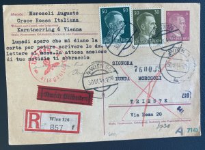 1944 Italian Red Cross In Vienna Germany PS Postcard Cover To Trieste Italy