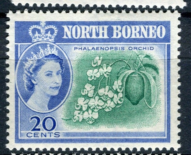 NORTH BORNEO; 1961 early QEII pictorial issue fine Mint hinged 20c. value