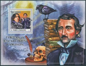 Sao Tome & Principe 2010 MNH Writers Stamps Oscar Wilde Poets Edgar Poe 1v S/S