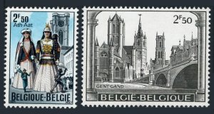 Belgium 809-810 two sets, MNH. Mi 1646-1647. Mr. and Mrs. Goliath, Ghent, 1971.