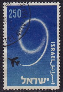 Israel - 1957 - Scott #128 - used - Airplane Israel 9th Anniversary