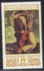 Bulgaria   #3275  MNH  1987  Paintings   8s grape-gatherer