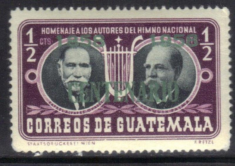 GUATEMALA SC# 376 **MH** 1958  1/2c  OVERPRINT  SEE SCAN