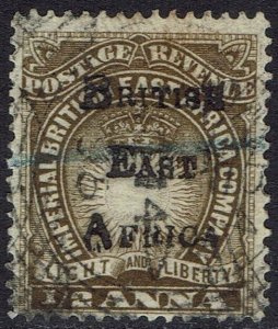 BRITISH EAST AFRICA 1895 OVERPRINTED LIGHT AND LIBERTY ½A USED