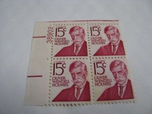 1968 Oliver Wendell Holmes Plate Block of 4 15c Postage Stamps, Sc# 1288, MNH,OG