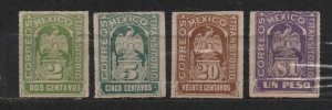 Mexico 1914 Coat of arms 4pz lot unused no gum engr. sc.  A50  condition as seen