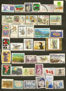 Canada Collection of 39 Different Used Off Paper Stamps Used