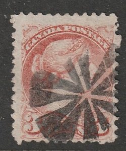 Canada Small Queen #37b Rose,  Fancy Cancel L1510,  Clean Back  (~2027)