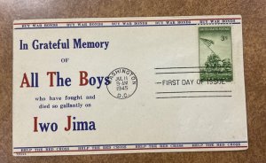 929 1st Reuss Cachet WWII Patriotic Iwo Jima FDC 1945