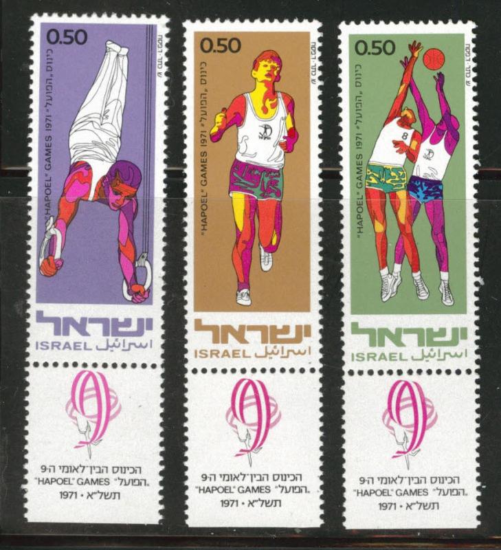 ISRAEL Scott 443-5 sports set with tabs 1971 MNH** 