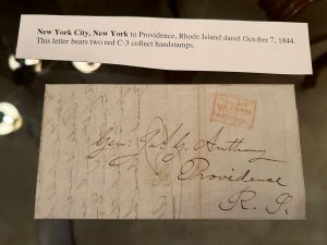 Hale & Co. Stampless Cover NYC to Providence LV6945