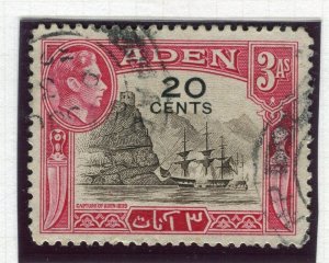 ADEN; 1940s early GVI surcharged issue fine used 20c. value