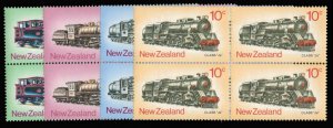 New Zealand #517-520 Cat$12.40, 1973 Steam Locomotives, complete set in block...