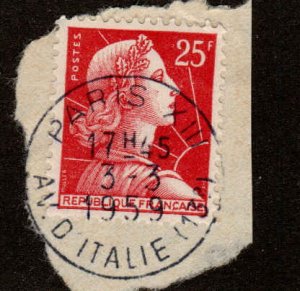 France  #756, Used, Postmark PARIS XIII, AV. D'ITALIE, 3-3-1959