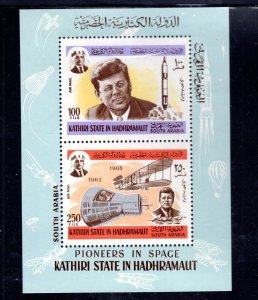 SOUTH ARABIA 1962 J.F.K SPACE FLIGHT MINT VF NH O.G S/S2 (8SOAR))