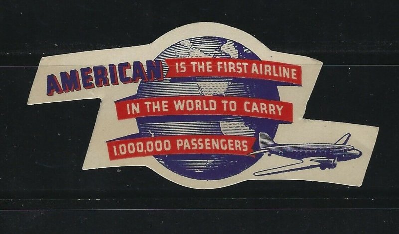 UNITED STATES - AMERICAN AIRLINES 1000000 PASSENGERS POSTER STAMP MNH 