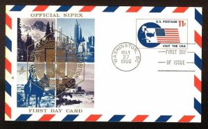 FIRST DAY COVER #UXC5 11c Visit the USA Air Mail Post Card SIPEX U/A FDC 1966
