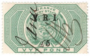 (I.B) Orange Free State Revenue : Duty Stamp £5 (VRI)