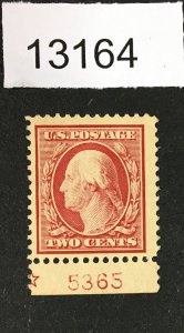 MOMEN: US STAMPS  # 332 PLATE SINGLE MINT OG NH LOT #13164