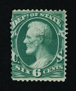 GENUINE SCOTT #O60 MINT NG 1873 DARK GREEN STATE DEPARTMENT 6¢ OFFICIAL