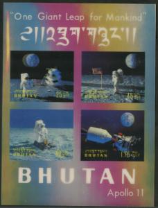 BHUTAN Sc#108m & 108n 1969 Apollo 11 3-D Postage Souvenir Sheets Mint NH