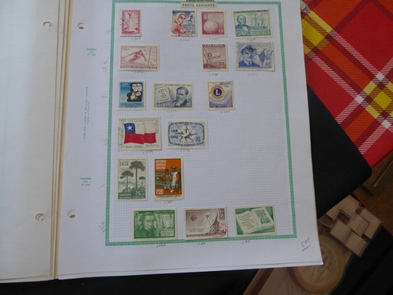 Chile Airmails and Telegraph Stamp Collection 1936-1970 on Yvert Album Pages