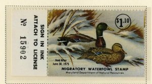 MD1 1974 Maryland FIRST of State Duck Stamp (Taylor) MINT OGNH-OFFER?