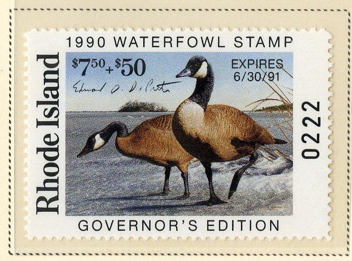 US RI1G RHODE ISLAND STATE GOVERNOR'S STAMP 1989 SMNH SCV $65.00 BIN $35.00