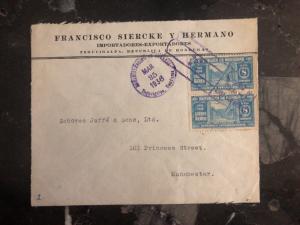 1936 Tegucigalpa Honduras Commercial Cover To Jaffe & Son Manchester England