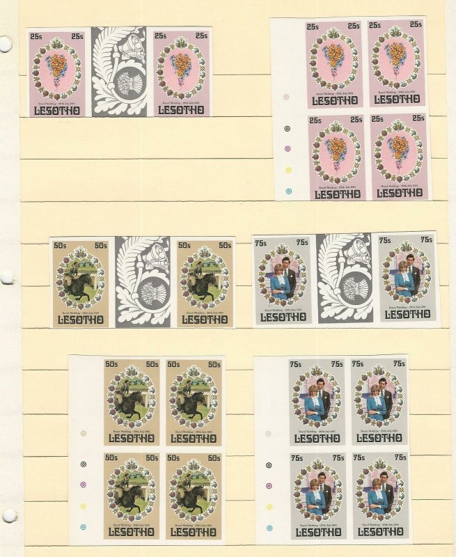 Lesotho, Postage Stamp, #335-337 Mint NH Imperf Blocks & Gutter Pairs, DKZ