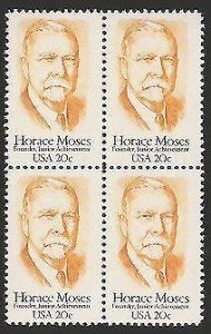 1984 Horace Moses Block of 4 20c Postage Stamps, Sc# 2095, MNH, OG