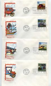 2434-37 Classic mail transportation set of four Farnam, HF, FDCs