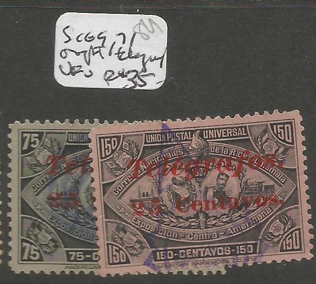 Guatemala SC 69, 71 Overprint Telegraph VFU (7csn)