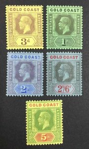 MOMEN: GOLD COAST SG #77e,79e,80b,81a,82f 1913-21 MINT OG H/2NH £345+ LOT #64343